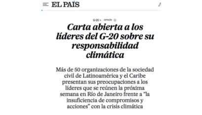 Carta conjunta para exigir a los jefes de Estado del G20 que sitúen la acción climática en el centro de los próximos debates